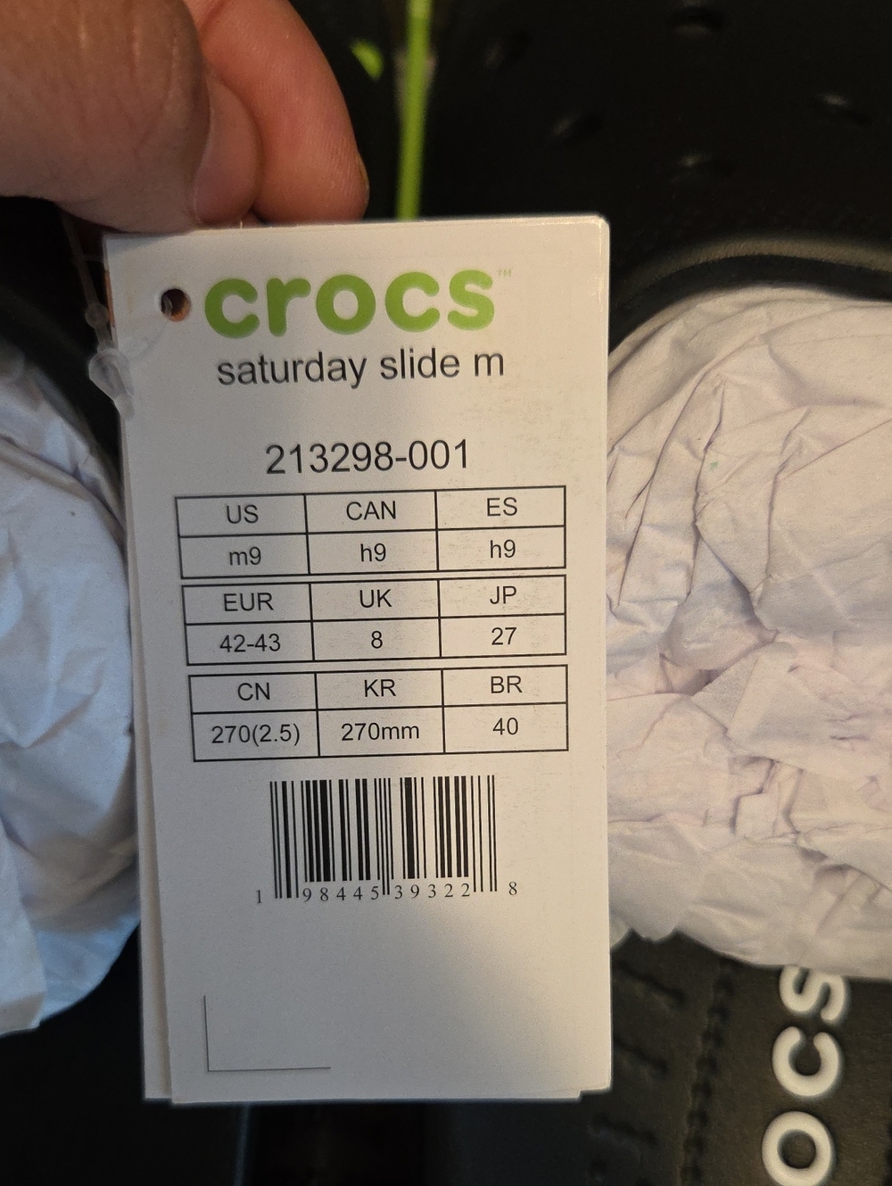 CROCS Black Classic Slide Clogs Men's size 9 - Picture 2 of 5